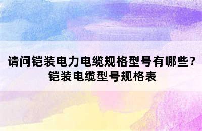 请问铠装电力电缆规格型号有哪些？ 铠装电缆型号规格表